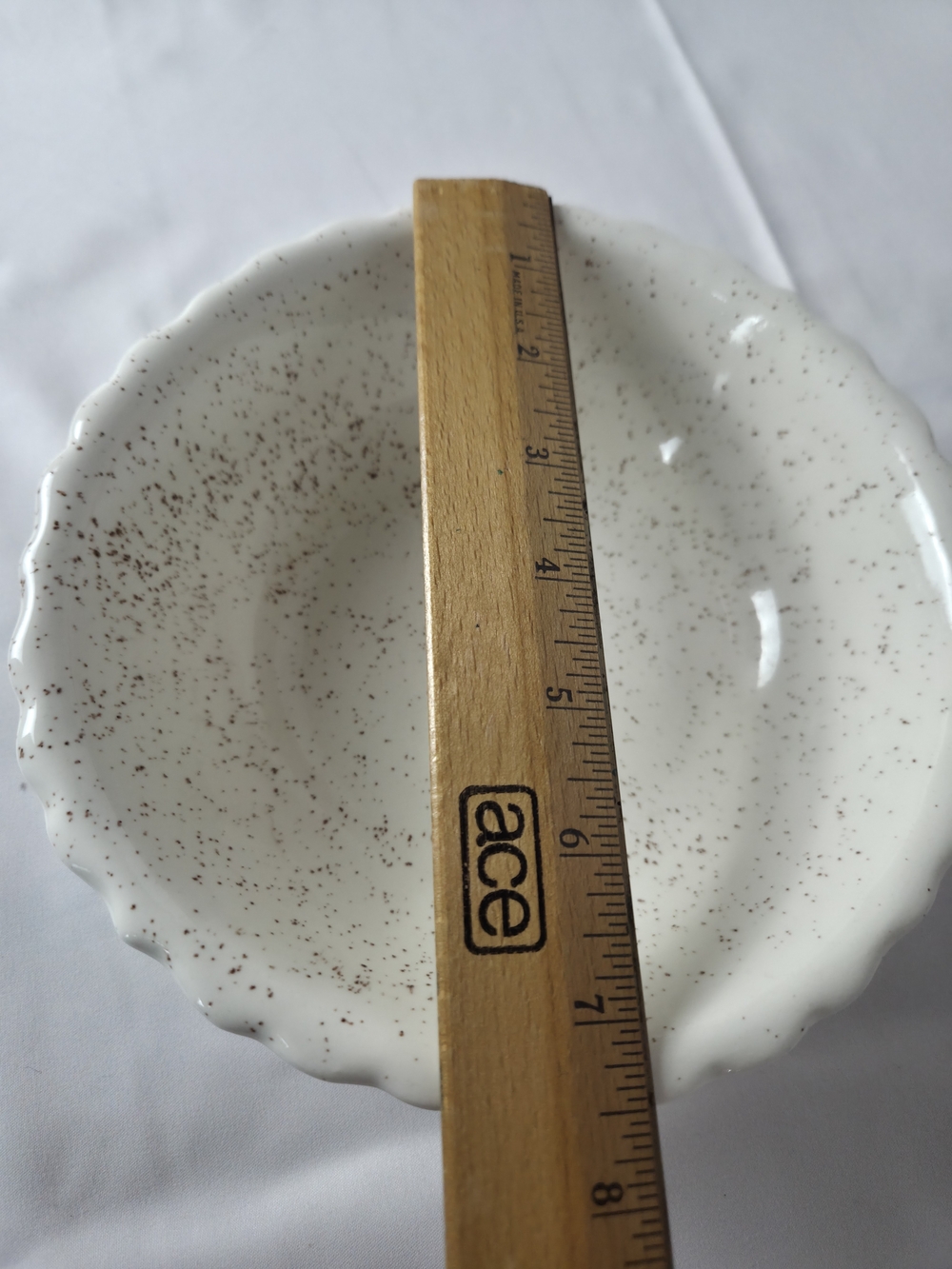 Vintage..Speckled White Ceramic Serving Bowl
